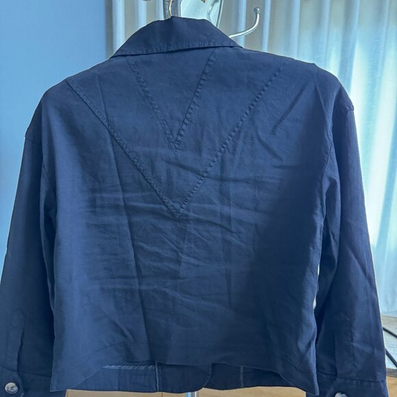 Theory Cropped Linen Jacket Black - Picture 10 of 11